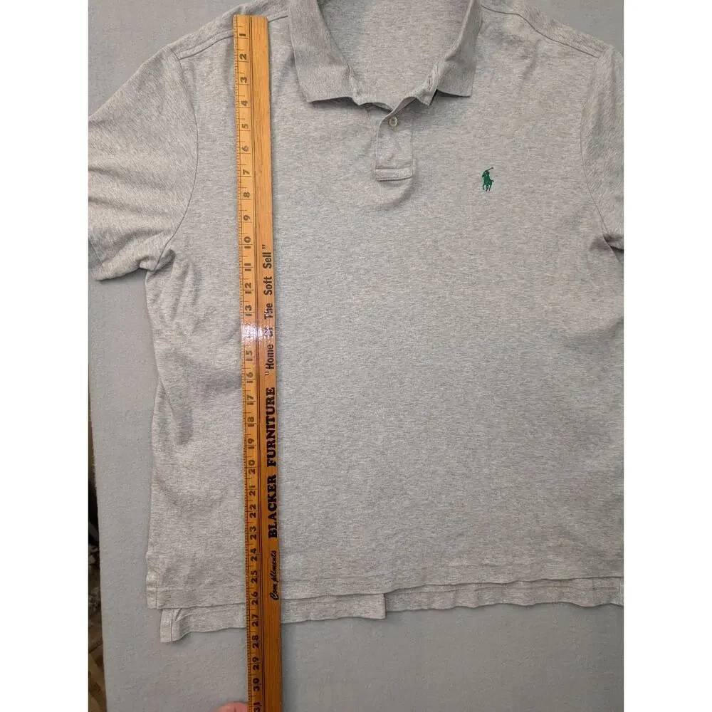 Polo Ralph Lauren Polo Shirt Mens XL Gray Pima Soft Touch Green Pony